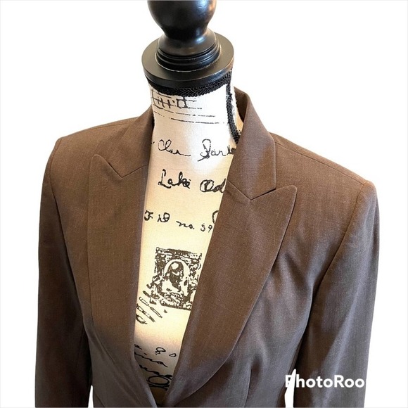 Talbots Blazer Jacket Brown Size 8 Petite Stretch business office Wool Blend - Picture 2 of 9